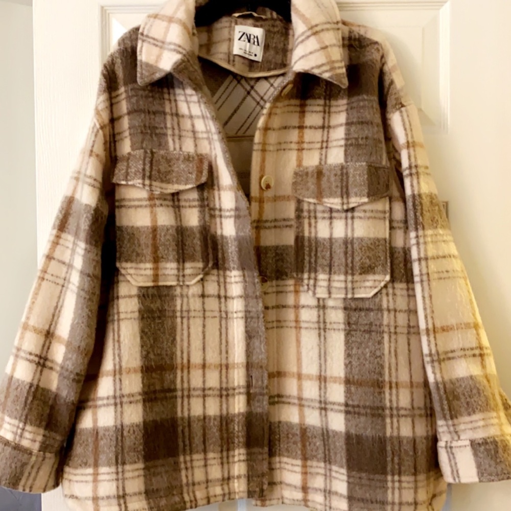 Zara Oversized Plaid Winter Jacket
